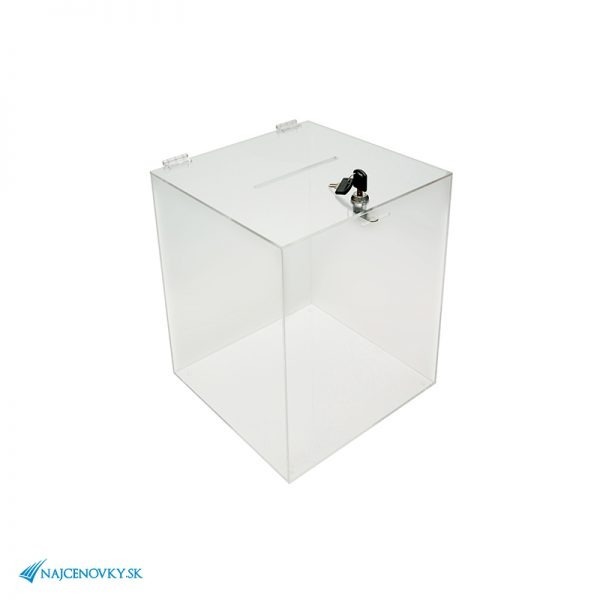 Hlasovacia urna 30x30x37 cm z plexiskla, číra