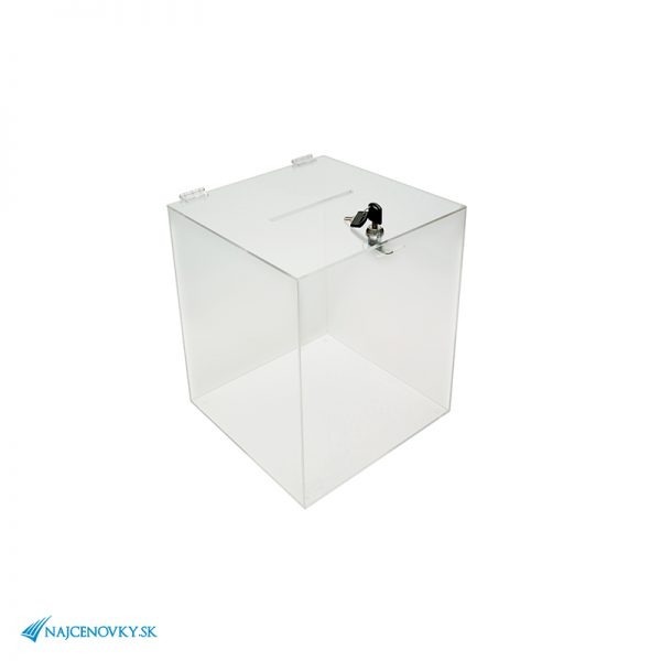 Plexi urna rozmerom 25x25x32 cm, transparentná