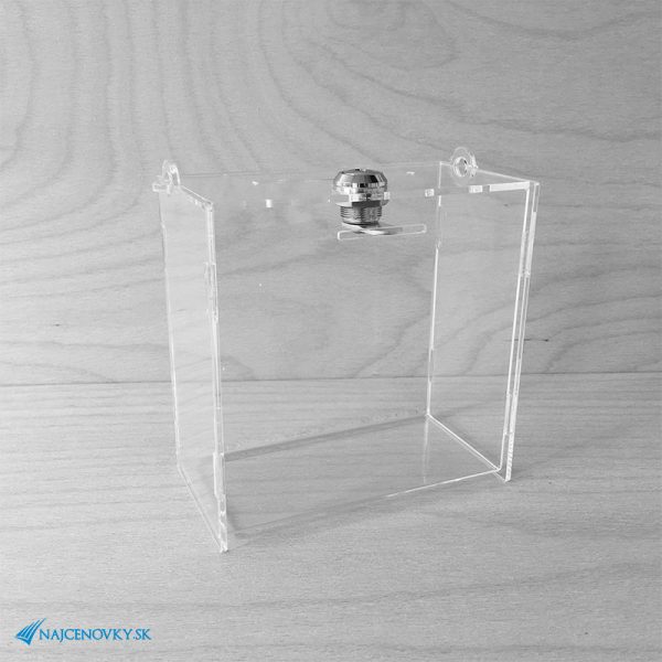 Uzamykateľná plexi pokladnička 15x8x15 cm, číra