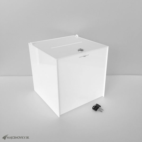 Akrylatový losovací box 250x250x250 mm, biely